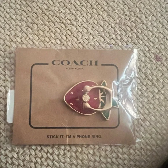 Coach Strawberry Red and Gold Phone Ring - Picture 1 of 2